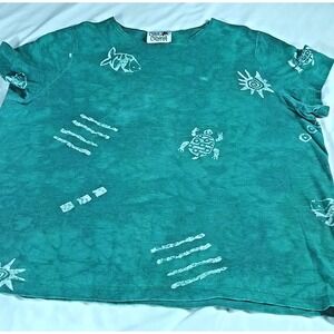 vintage original copa cabana crop top tshirt tropical shirt fish sun green‎